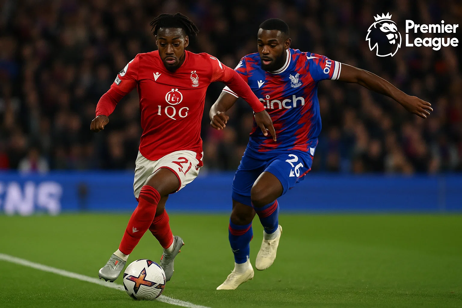 Anthony Elanga vượt qua hậu vệ Crystal Palace trong pha bứt tốc bên hành lang cánh phải.