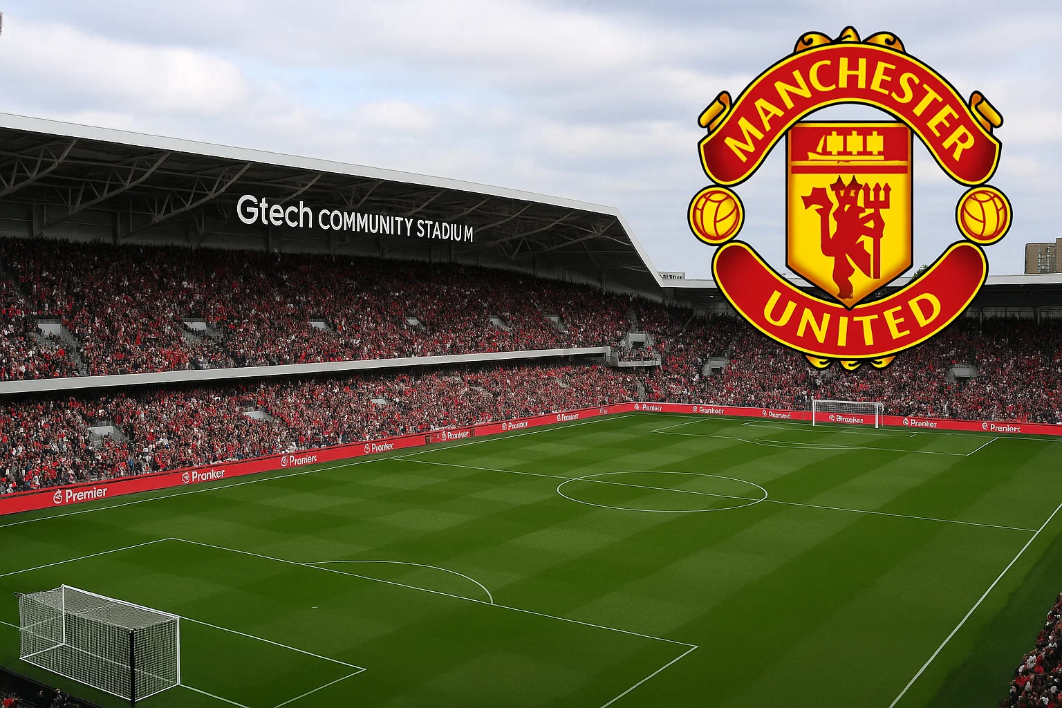 Gtech Community Stadium chuẩn bị sẵn sàng tiếp đón Manchester United, khán đài dần được lấp kín bởi người hâm mộ.