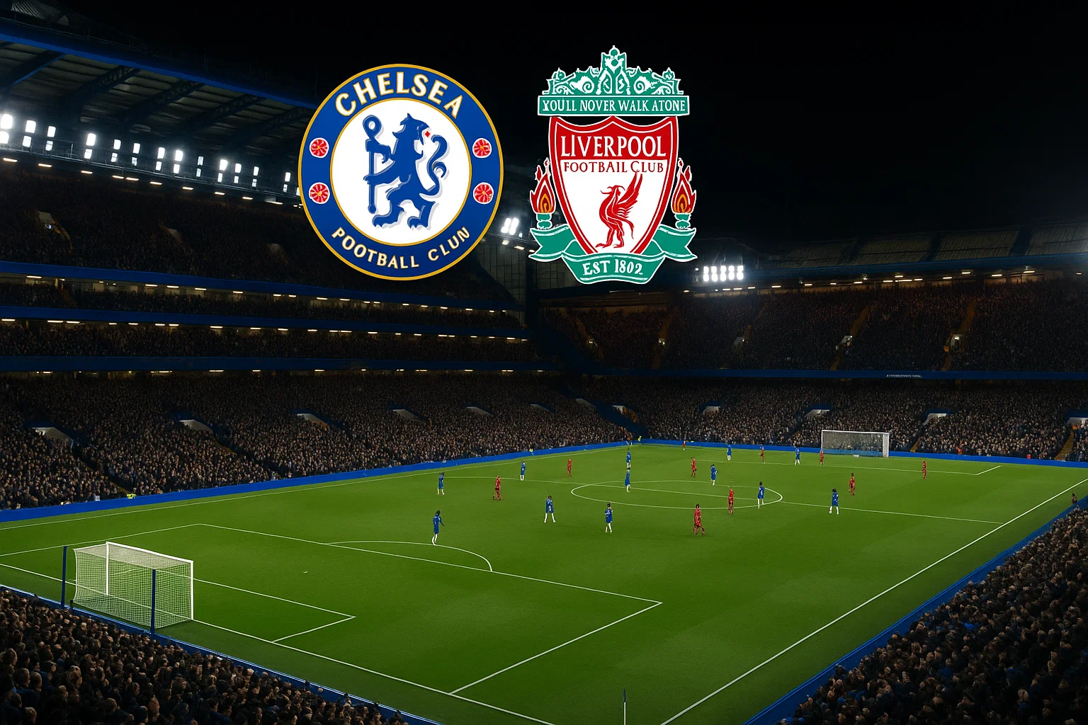Toàn cảnh Stamford Bridge lung linh trong đêm đại chiến Chelsea vs Liverpool, khán đài kín chỗ từ rất sớm.